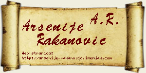 Arsenije Rakanović vizit kartica